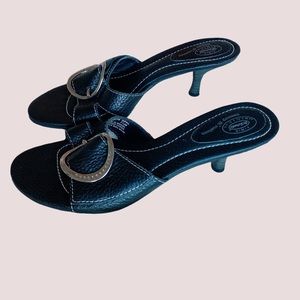 Y2k black kitten heel sandals by dr scholls